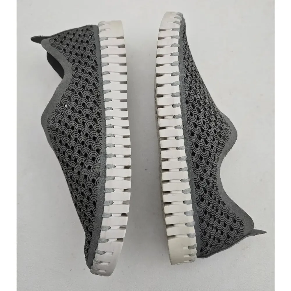 Ilse Jacobsen Tulip Gray Perforated Faux Suede Shoes Flats Womens 36 EU US 5.5-6